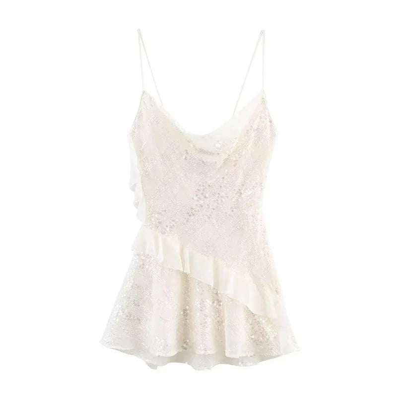 2025 Sequin Mini Dress Woman Sexy Slip Party Dresses for Women Summer Backless Women's Dress Straps Beach Short Dresses