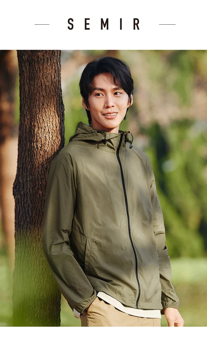 Jacket Men'S Summer Foldable Storage Top Simple Casual Style Hooded Couple