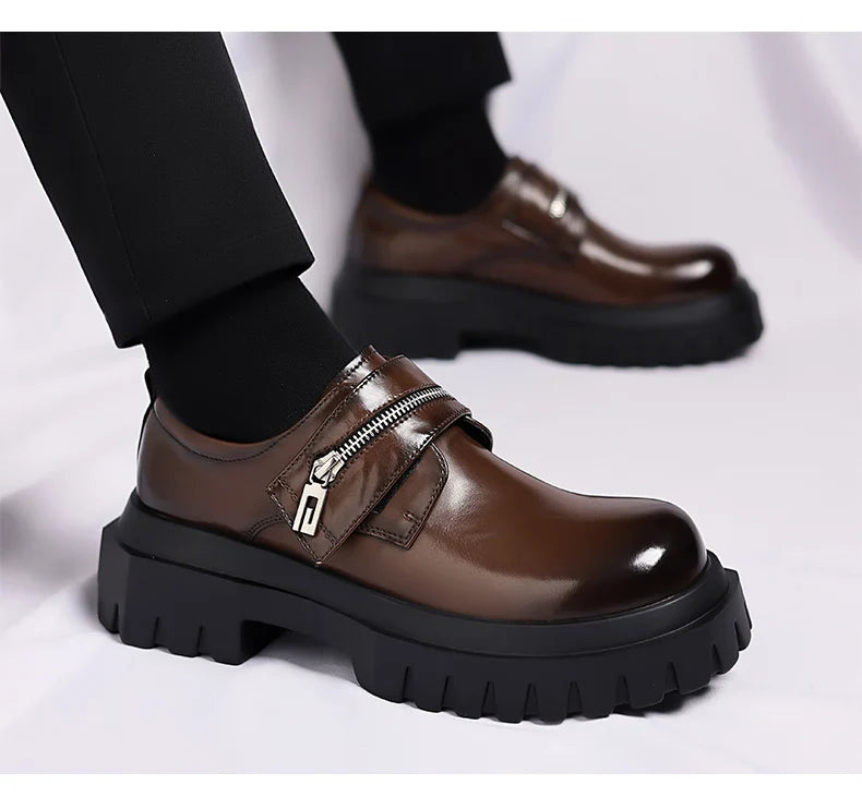2026 New Derby men's leather shoes Thick bottomed British style design Leisure Party Business Office Luxury adult shoes