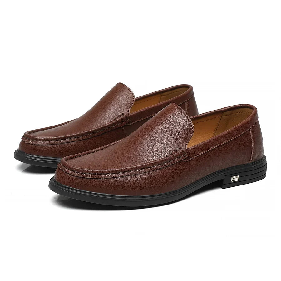 British Style Men's Work Shoes, Lightweight Slip-On Comfortable Loafers, Men's Driving Shoes