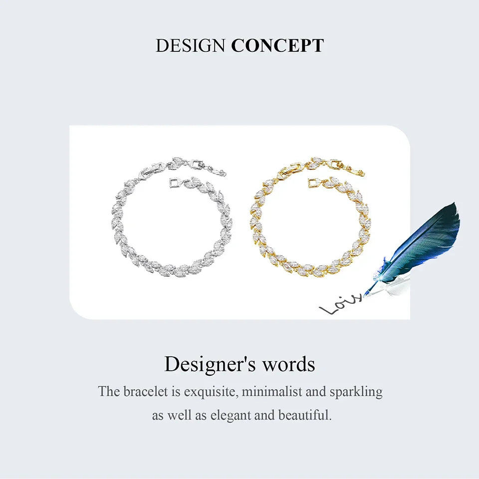 White Gold Plated Sparkling Cubic Zirconia Classic Olive Leaf Bracelet, Gold Bracelets for Women Fashion Jewelry YIB069