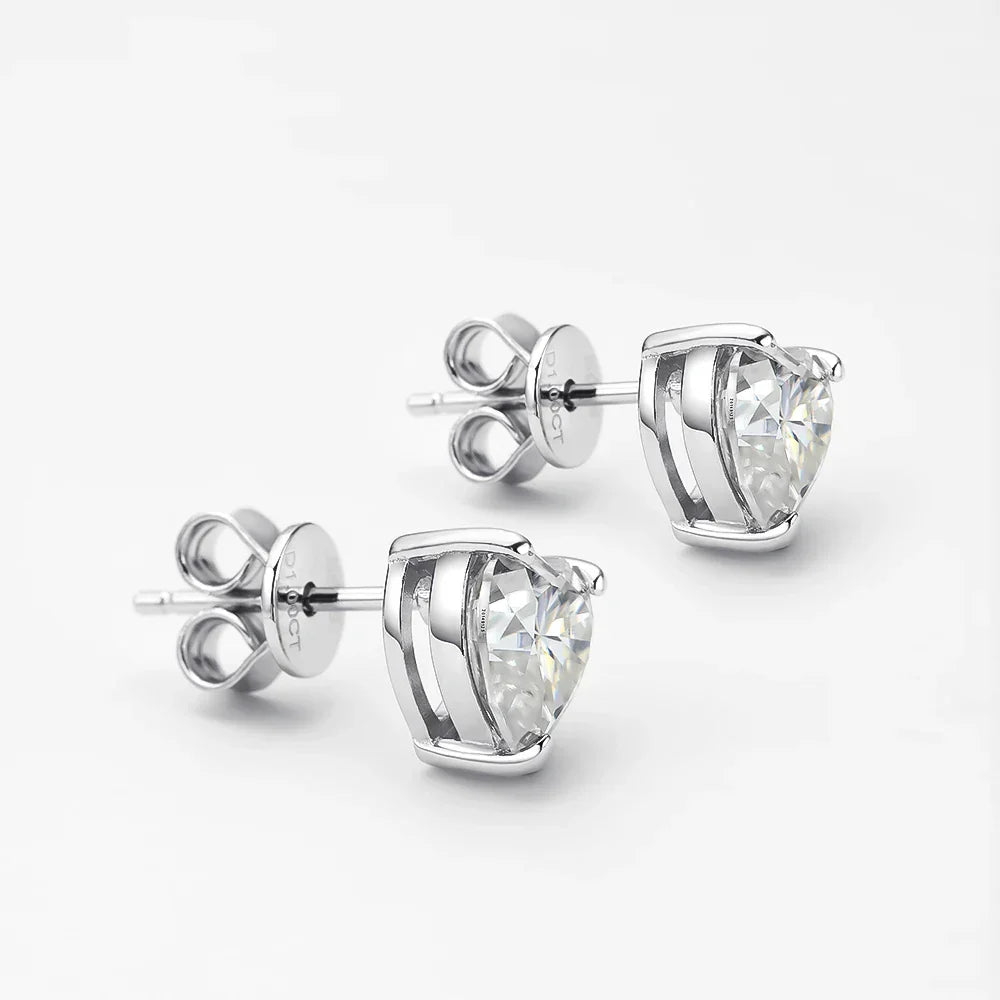 925 Sterling Silver 6.5*6.5mm Heart Moissanite Diamond Women Ear Studs Earrings Wedding Engagement Fine Jewelry Wholesale