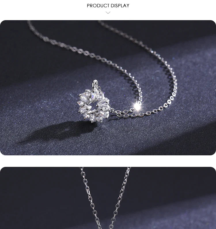 Real 925 Sterling Silver Lucky Snowflake Pendant Necklace for Women Fine Jewelry 2021 New Bijoux Girl Christmas Gifts