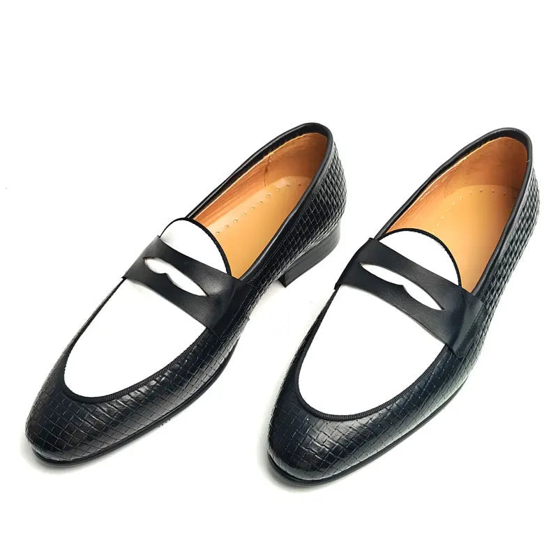 Fashion Trendy Loafers For Men Handmade Genuine Leather Comfortable Slip On Casual Man's Shoes in Black and White Career Wearing