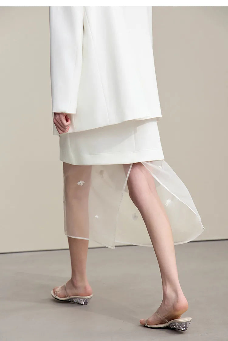 Long Dresses 2026 Autumn New Round Neck Short Sleeve Patchwork Women's Dress Removable Organza Elegant Dress Women 12651024