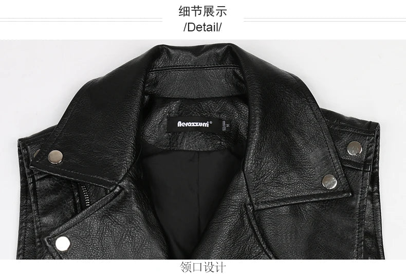 Autumn Black Motorcycle Pu Leather Vest Men Zipper Pockets Plus Size Faux Leather Biker Sleeveless Jacket 4xl 5xl