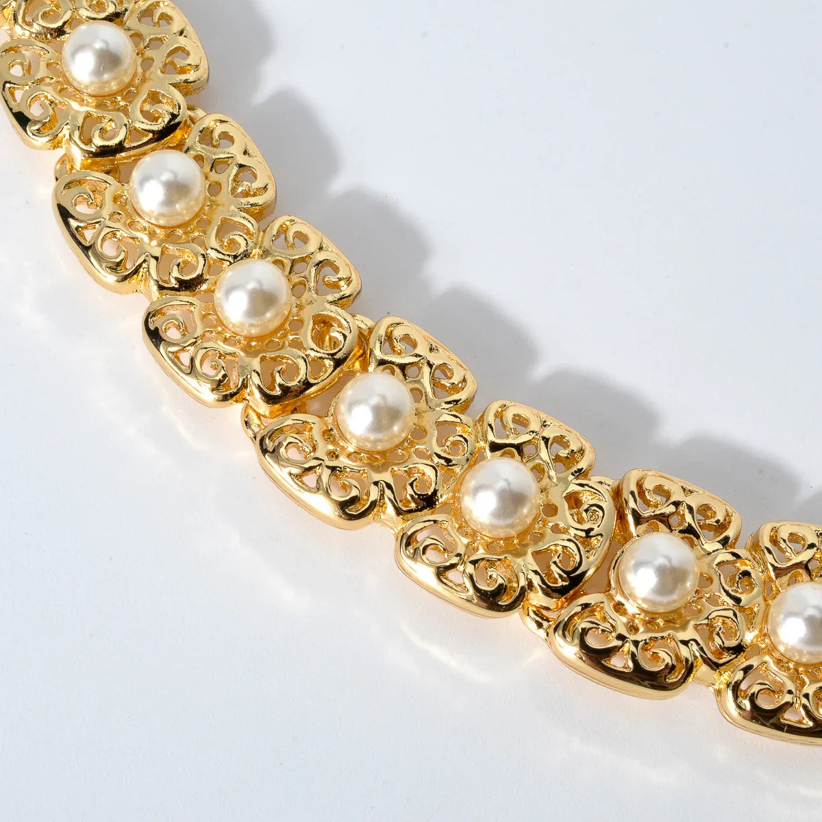 Dubai Luxury Quality Jewelry Set For Women Trend Pearl Necklace Bracelet Ring Earrings Jewelry Set 18k Gold Plated Jewelry