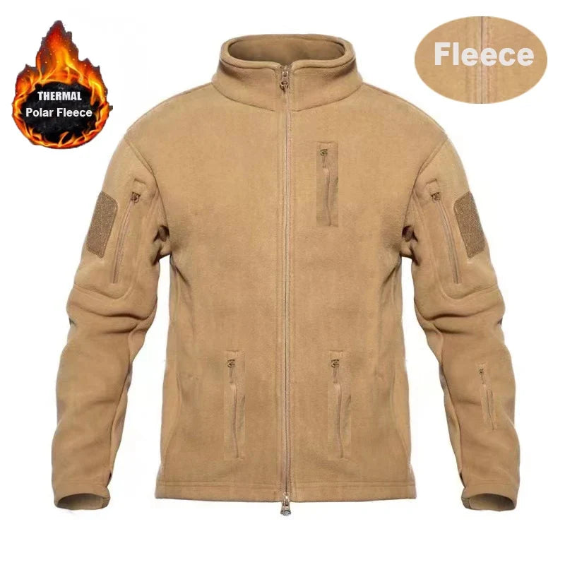 Men's Winter Polar Fleece Tactical Jackets Warm Outdoor Stand Collar Coat Multi-Pocket Casual Hiking Camping Trekking Climbing