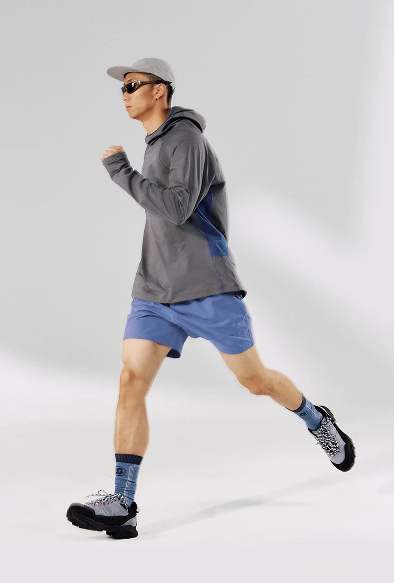 Unisex  Breathable T-Shirt, Moisture Wicking Quick-Dry Hooded, Outdoor Sports Tech Wear Hooded Long-sleeve Tracksuit