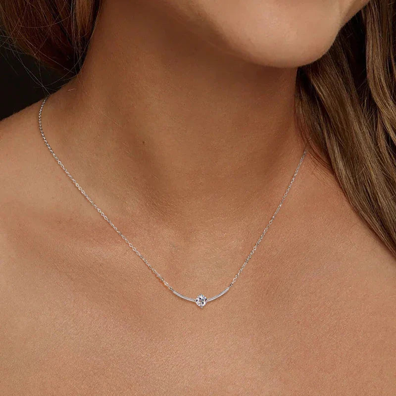 Minimalist Choker Necklace For Women 925 Sterling Silver 5mm 0.5ct Moissanite Pendant Necklace Delicate Daily Jewelry Gift