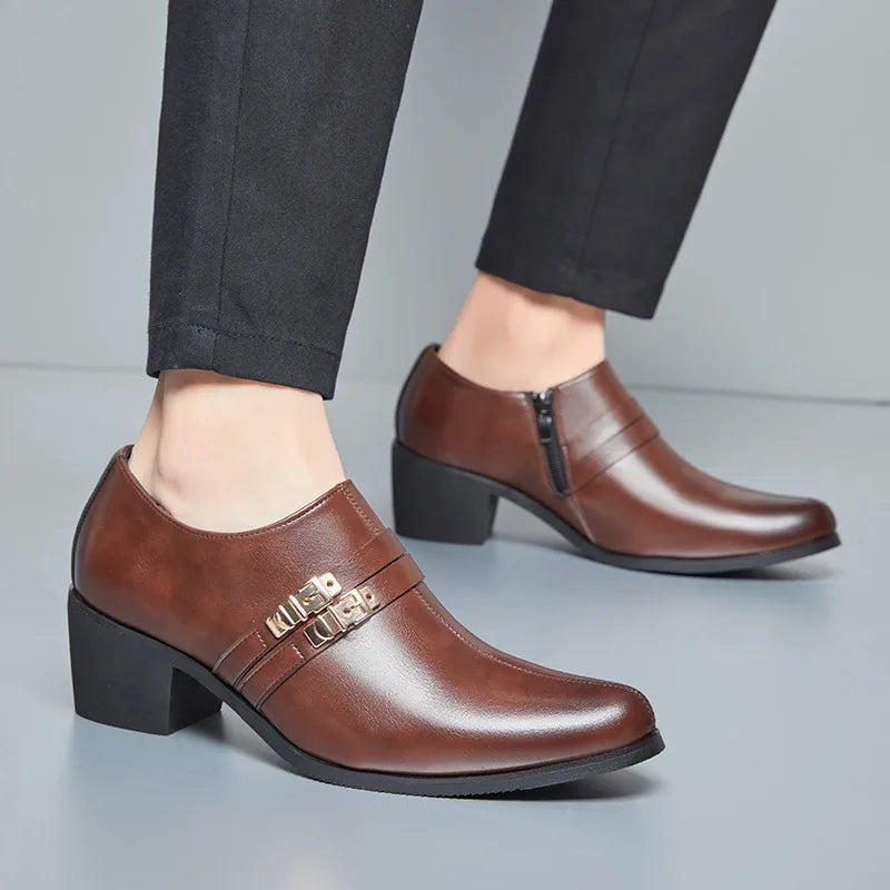 Retro Brown Men's Formal Leather Shoes – Classic Business & Wedding Footwear