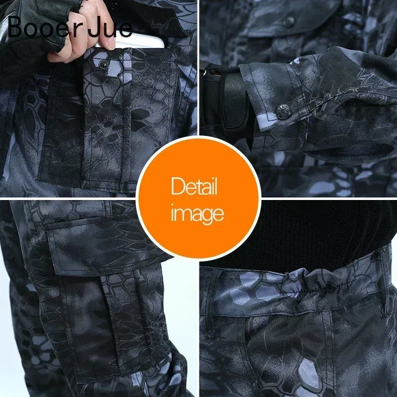 Labor Insurance Cloth Uniform Men's Soft Tracksuit Outdoor Suit Designer Clothes Black Python Pattern Wear-resistant Overalls