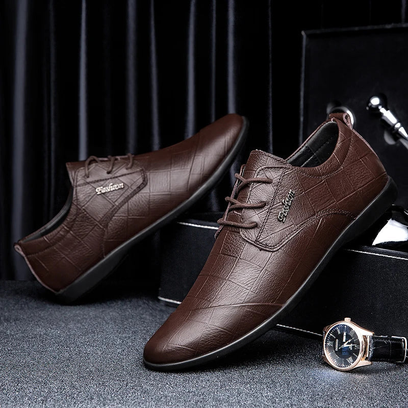 Luxury Business Oxford Genuine Leather Shoes Men Breathable Formal Dress Shoes Male Office Wedding Flats Footwear Evening Dress