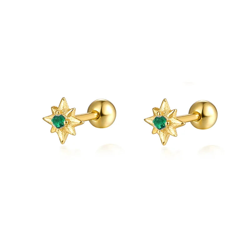925 Sterling Silver Fashion Love Butterfly Romantic Star Crown Screw Stud Earrings for Women Ear Bone Piercing Jewelry