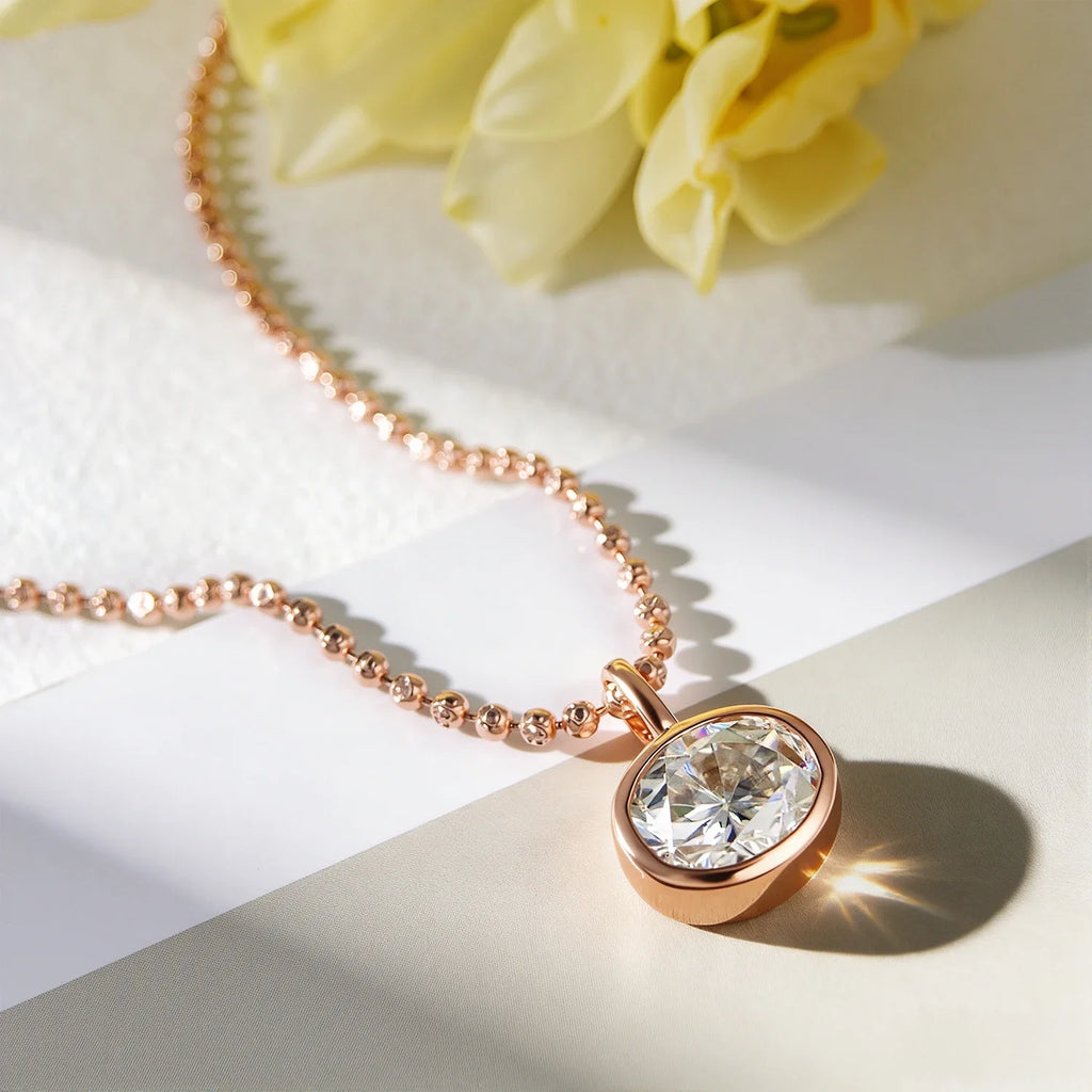 Oval Cut 2/3/4ct Solitaire Moissanite Pendant Necklaces Women Wedding s925 Silver 1.5mm Solid Choker Big Diamond Neck Chain