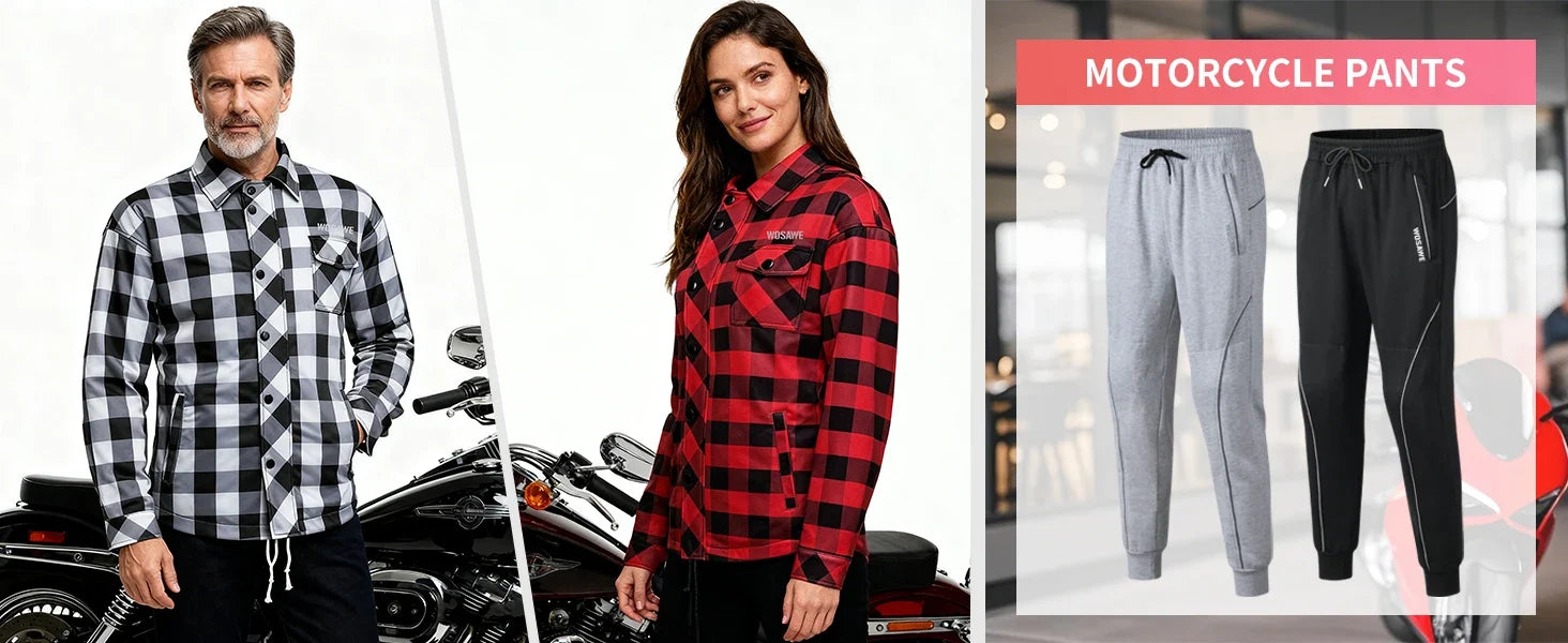 Men's Women's Winter Motorcycle Jacket Warm Motocross Motorbike Checkered Casual Outdoor Riding Shirts