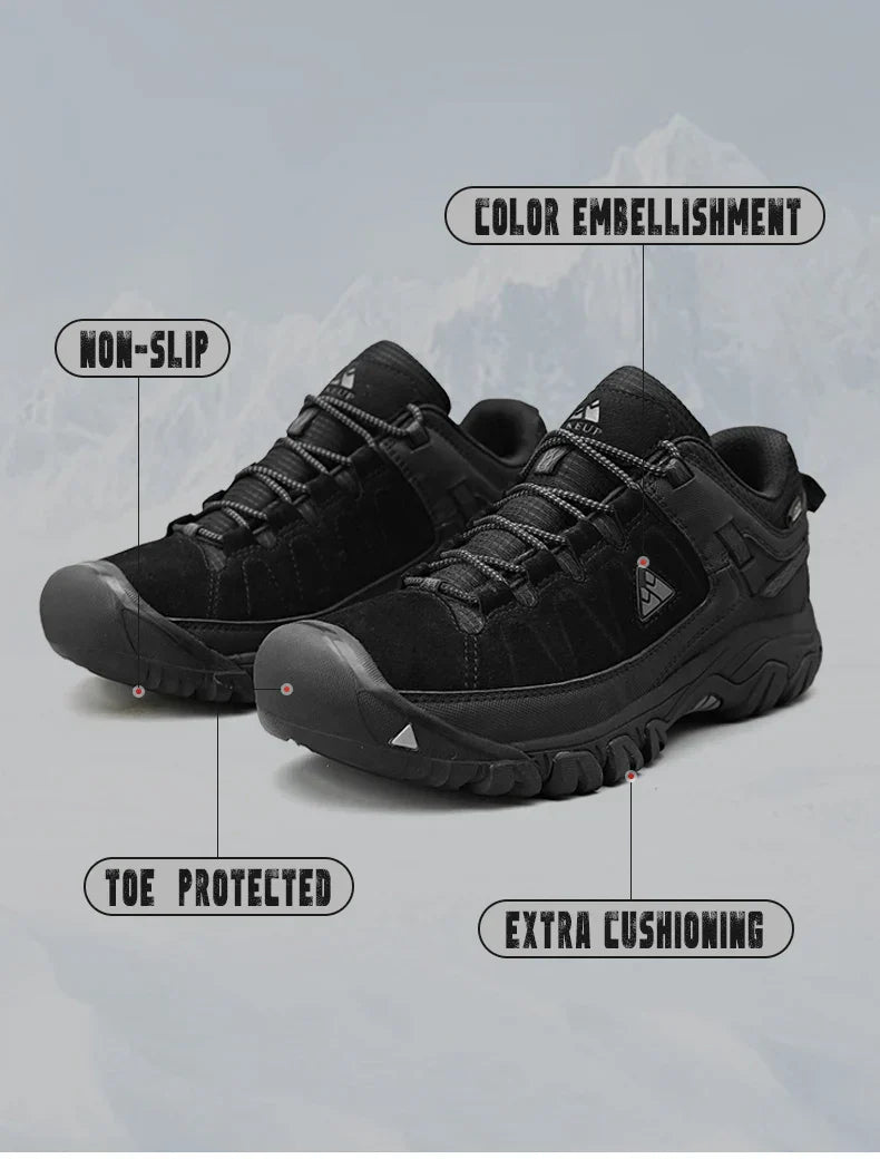 High Quality Men Hiking Shoes Durable Leather Climbing Shoes Outdoor Walking Sneakers Rubber Sole Factory Outlet