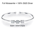 Real Moissanite Bracelets For Woman S925 Silver Adjustable Open Bangles Sparkling Lab Diamond Wedding Fine Jewelry Gift