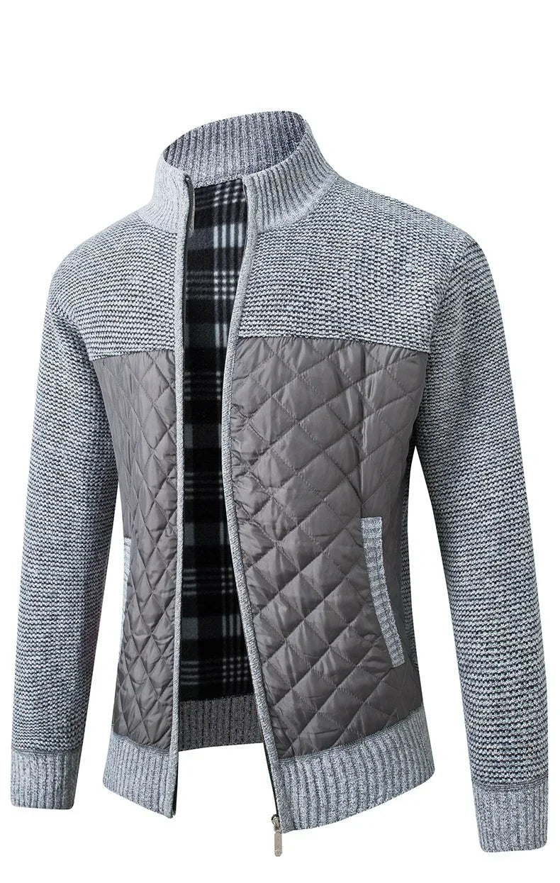 Autumn Winter New Men's Jacket Slim Fit Stand Collar Zipper Jacket Men Solid Thick Warm Jacket Men Sweater