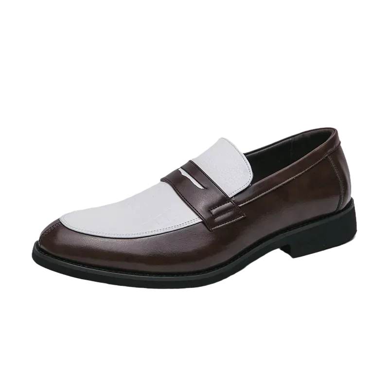 Fashion Color Mixed Mens Party Loafers Black White Business Leather Shoes Luxury Goods Summer New Coffee White Slip-On Shoes