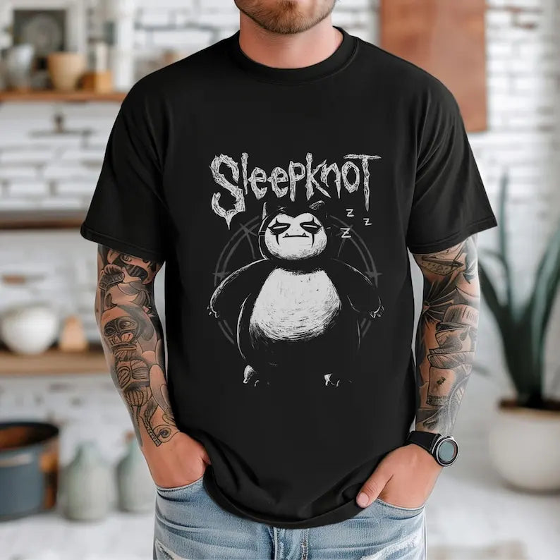تي شيرت قطني مطبوع عليه رسمة Snorlax X Sleepknot مضحكة، هدايا أنيمي ومانجا للرجال والنساء، تي شيرت قطني للجنسين، بلوزات صيفية