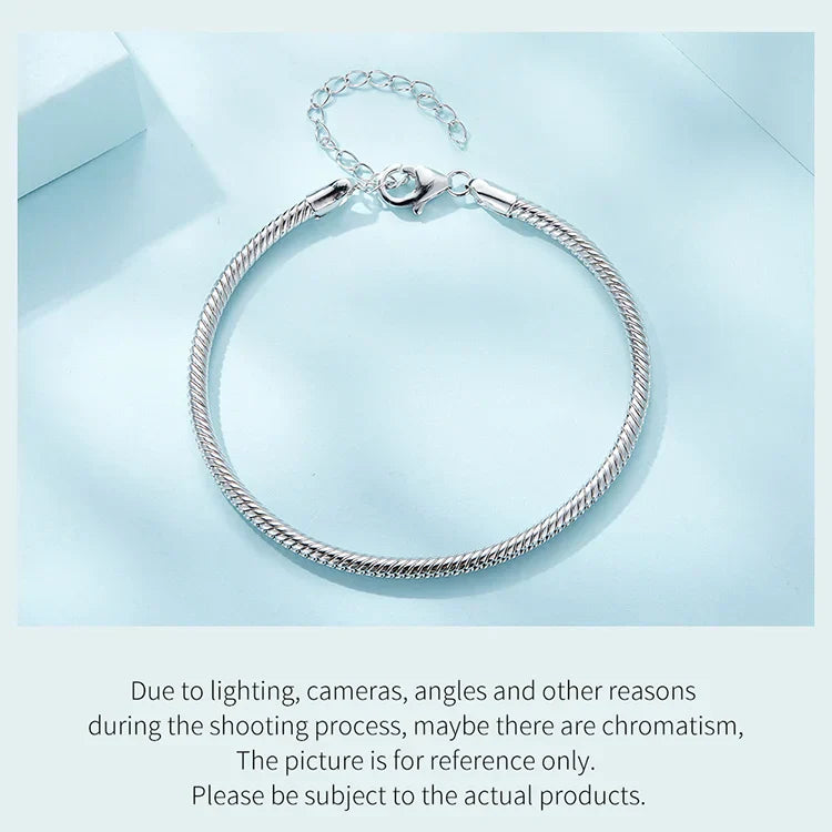 Original 925 Sterling Silver Basic Bracelet Lobster Clip Snake Chains Infinite Love Clasp DIY Jewelry Beads for Women Gift