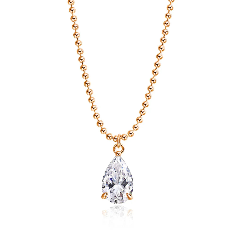2CT 3CT 5CT 6CT Pear Cut Moissanite Necklace for Women Classic Pendant Sterling Silver 925 Plated 18K Jewelry Wholesale