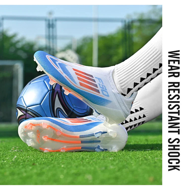 NEW Without-lace F50+ Mens Soccer Shoes Boys Training Non-Slip Turf Soccer Cleats TF/FG Football Sneakers Chuteira Campo 35-45