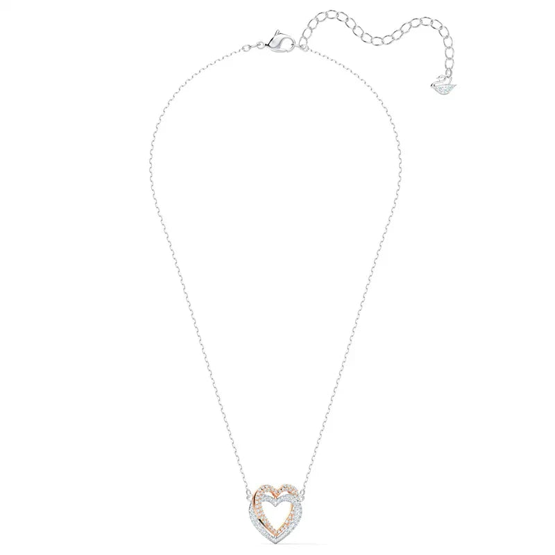 Classic Infinity Symbol Heart Jewelry Set Necklaces and Bracelets Rose Gold Rhodium Tone Finish Clear Crystals Fine Jewelry