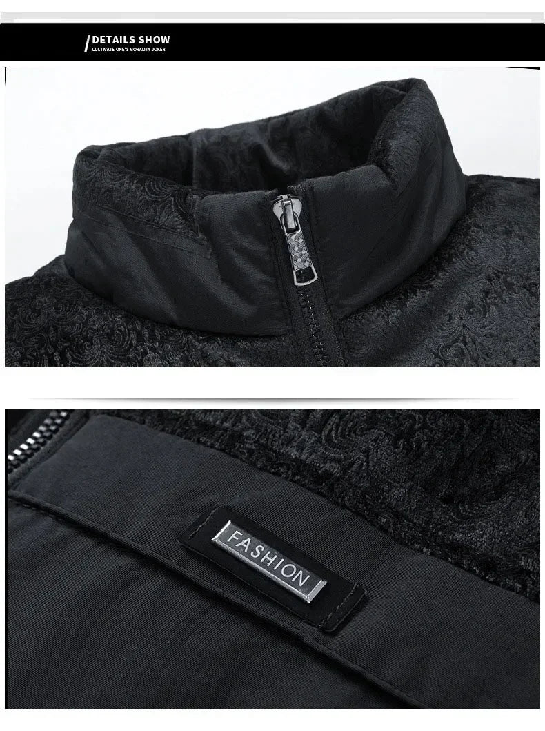 Puffer Jacket Men's Plush Thickened Parkas Stand Collar Jacket Men's Coat Winter Warm Thick Zipper Coat Padded Overcoat for Men