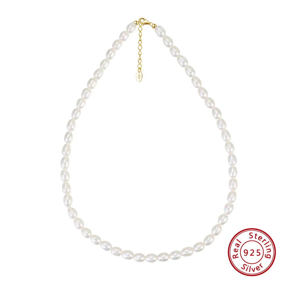 14K Gold 925 Sterling Silver Pearl Necklace with 3-4mm Handmade Natural Baroque Pearl Tiny Chain for Women GPN19