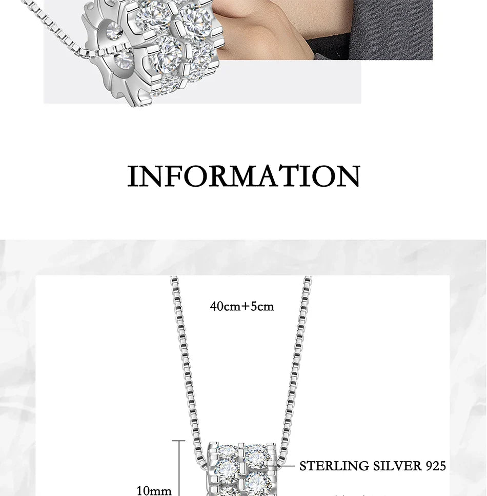 1.6CT Moissanite Necklace for Women S925 Pure Silver Spherical Laboratory Diamond Pendant Luxury Party Jewelry Gift