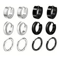 Simple Stainless Steel Zircon Stud Earrings For Men, Cross Pendant Hoop Earrings For Daily Wear