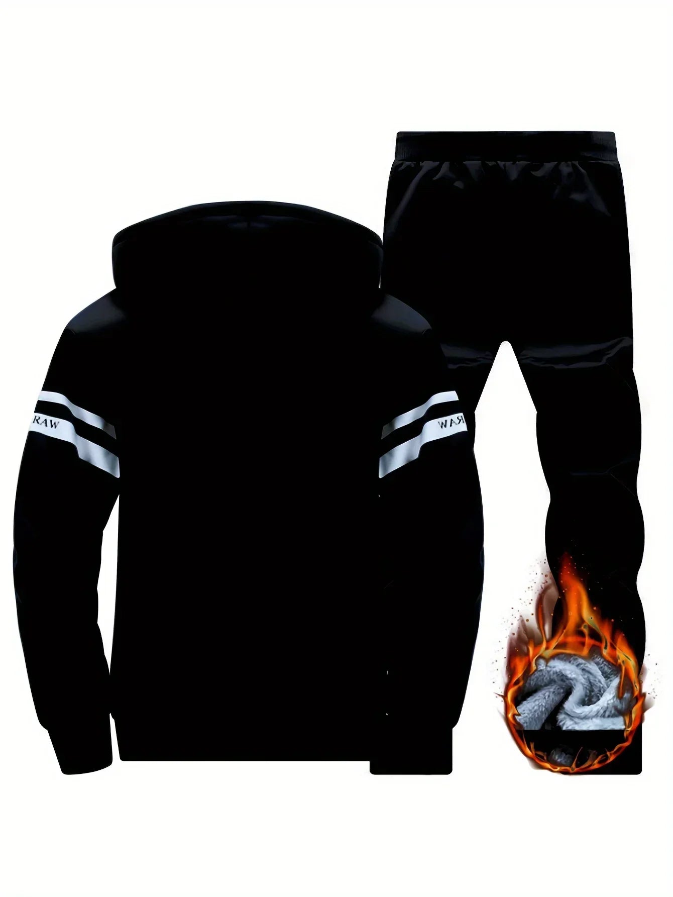 Men's autumn and winter sports and leisure suit set with fleece hoodie, men's autumn and winter thick oversized hooded jacket, t
