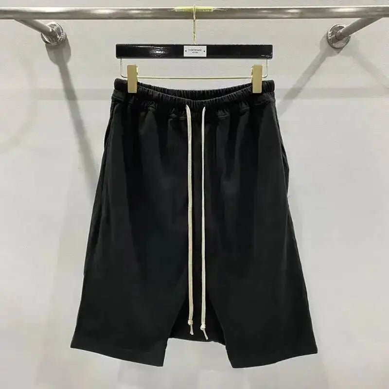 Summer New Men's Tide Y2K Original Design High Street cotton Fashion Punk Dark Casual Loose Cropped Pants Shorts Ins HK5611