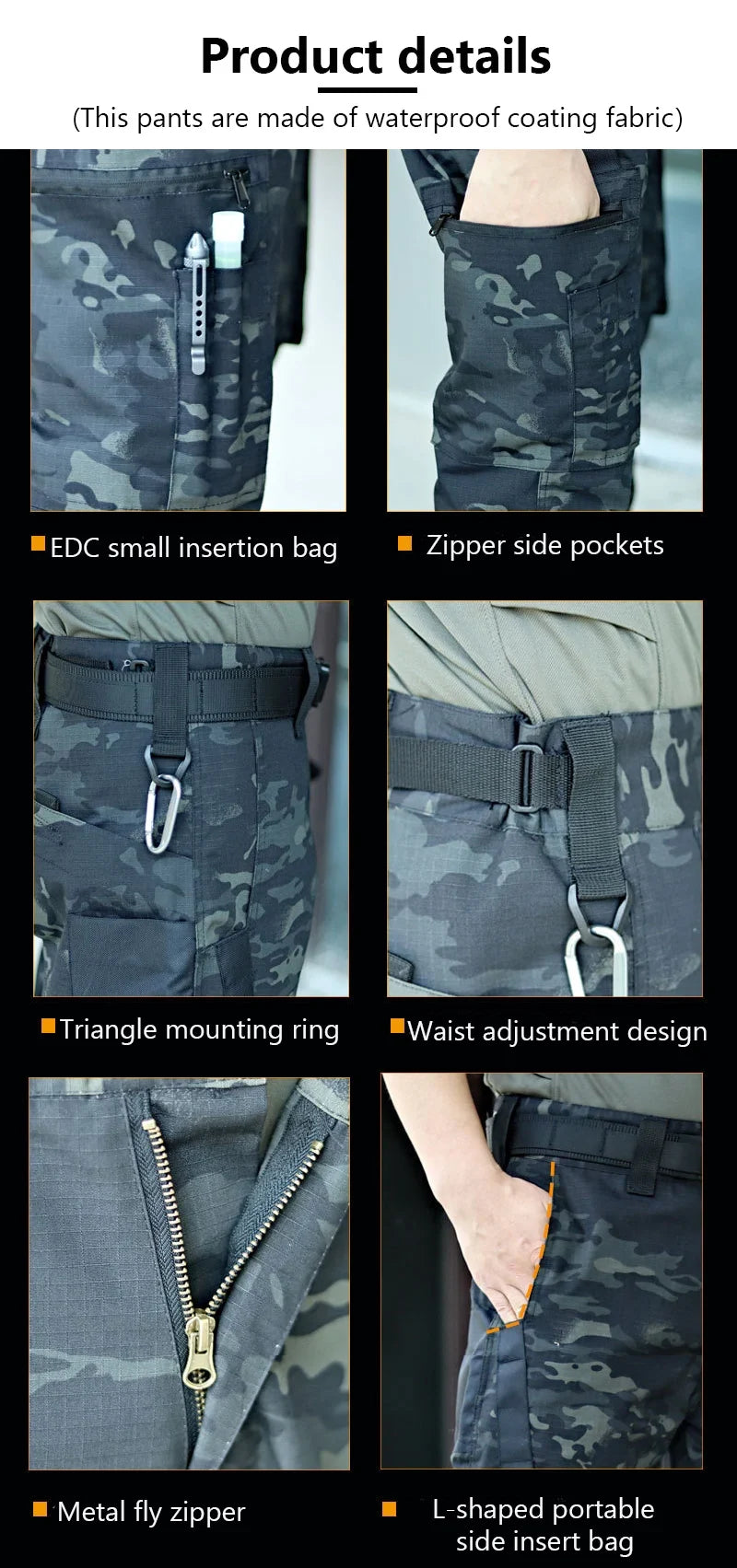 Outdoor Tactical Pants Men Casual Cargo Trousers Multi-pocket Waterproof Pant Autumn Spring Outdoor Workwear Hiking Trousers