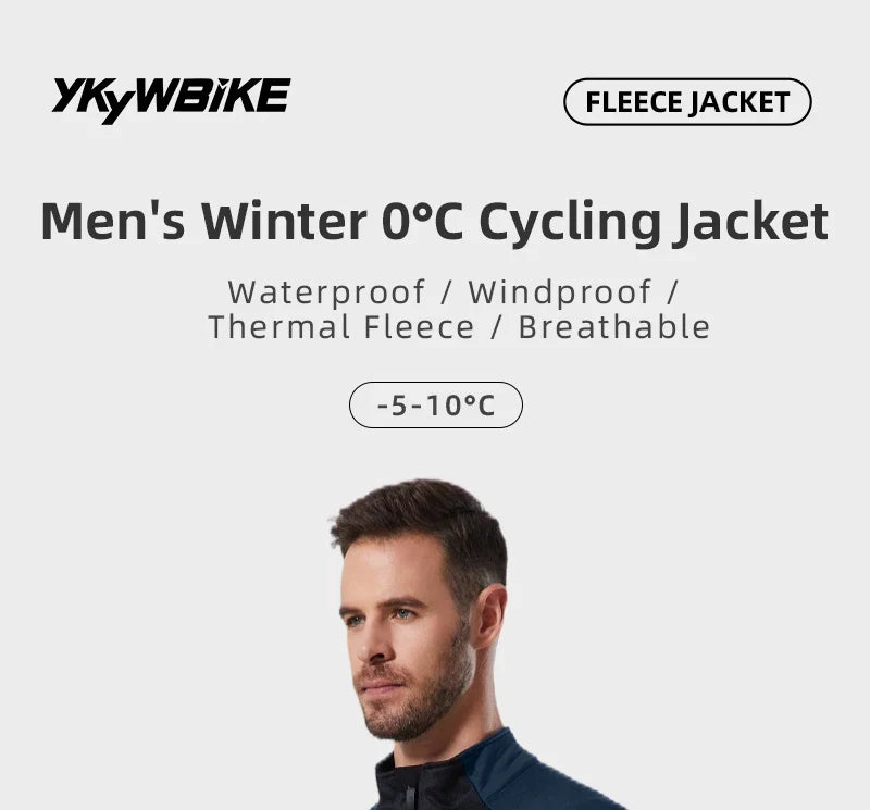 Men's Cycling Jacket Waterproof Windproof Road Bike Tops Winter 0°C Thermal Fleece Bicycle Jersey  Cycling Clothing