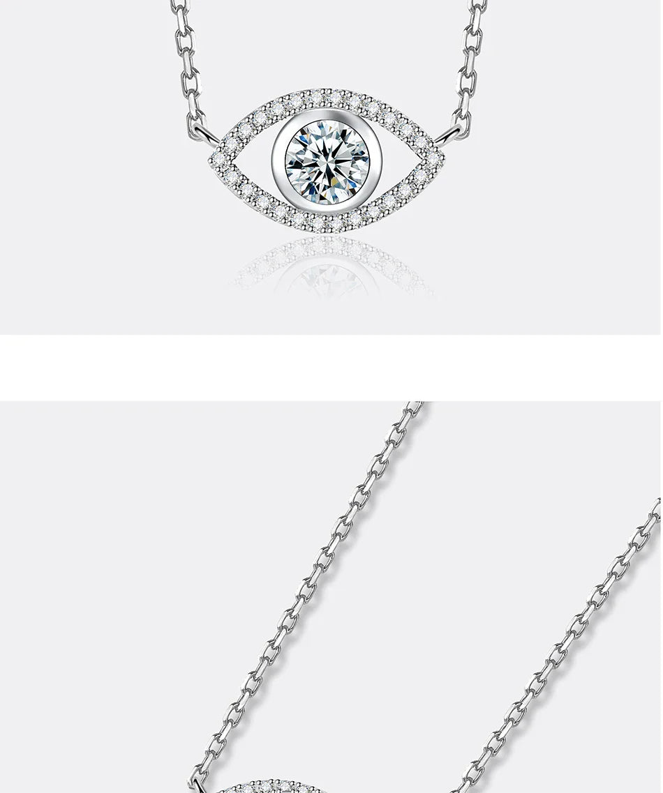 0.5CT Moissanite Necklace for Women S925 Pure Silver eye Pendant Laboratory Diamond  Certified High-end Fashion Jewelry