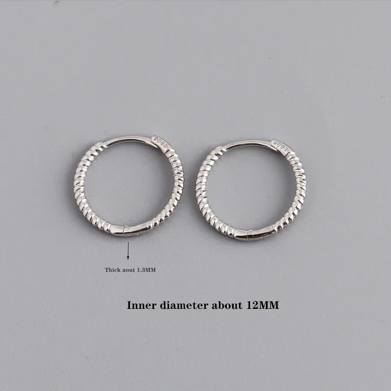 925 Sterling Silver Fashion Piercing Charm Twist Huggies Hoop Earrings for Women Rock Gothic Unisex Jewelry Ear Buckles