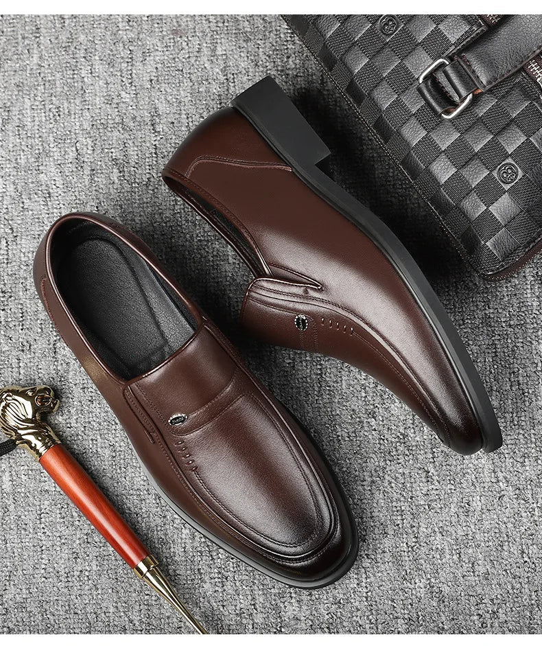 Cow Leather Men's Business Casual Shoes 2026 Spring Autumn Non Slip Dress Shoes Male Fashion Designer Loafers for Man