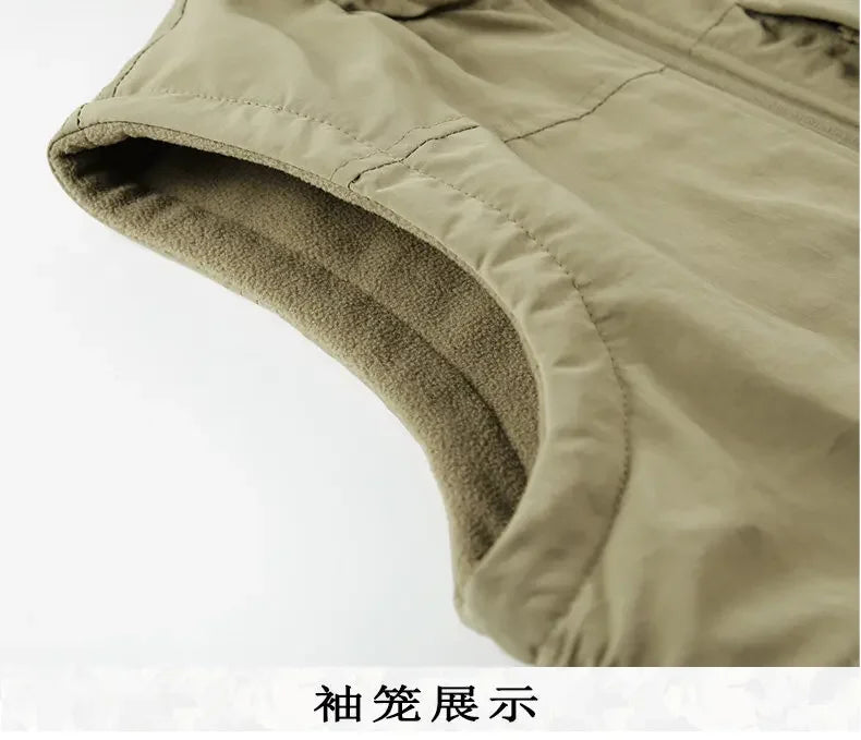 Reversible Sleeveless Jacket Men's Vest Coat Winter Waistcoat Thick Warm Fleece Workwear Tops Cargo Vest Windbreaker New Fashion