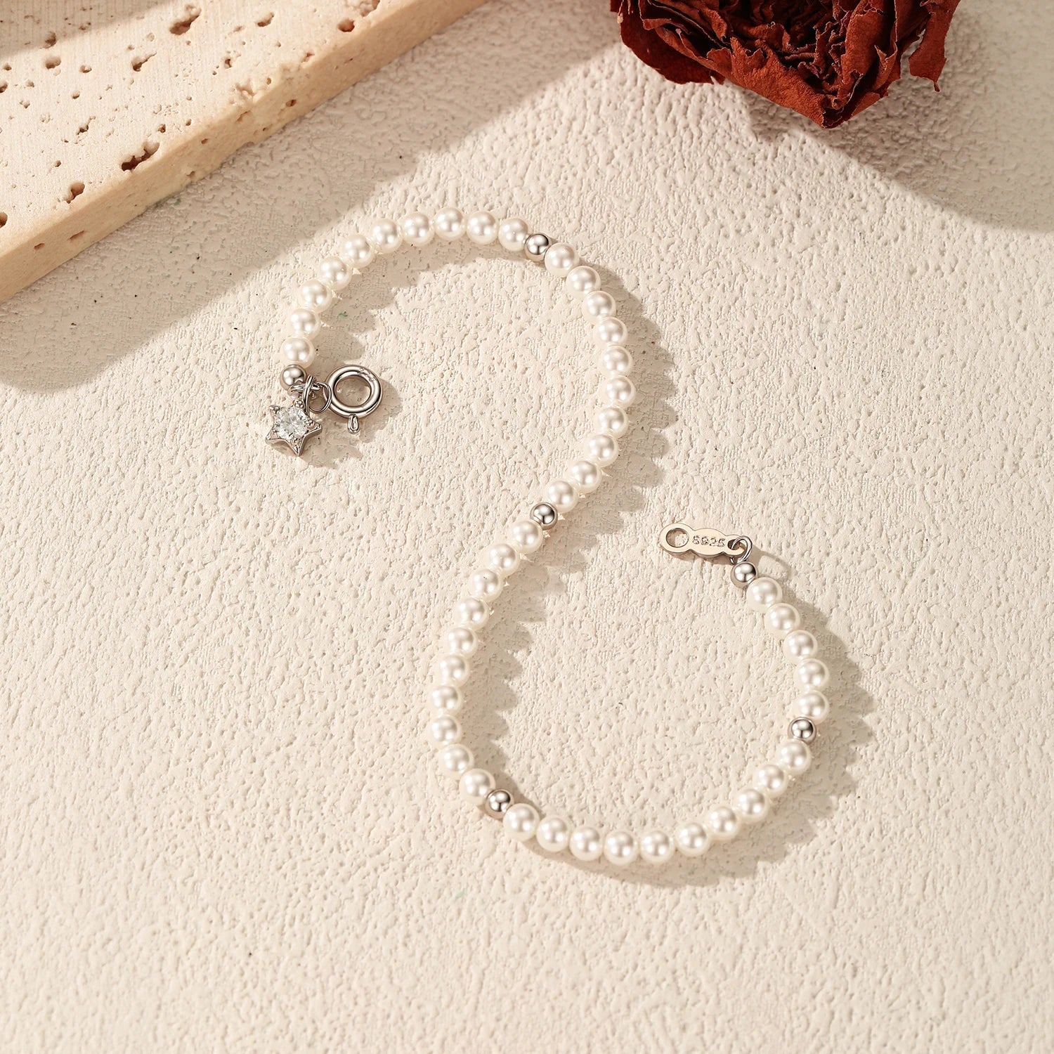 Elegant Pearls Beaded Bracelet 925 Sterling Sliver Sweet Shining Star CZ Bracelet For Women Fine Jewelry Gifts