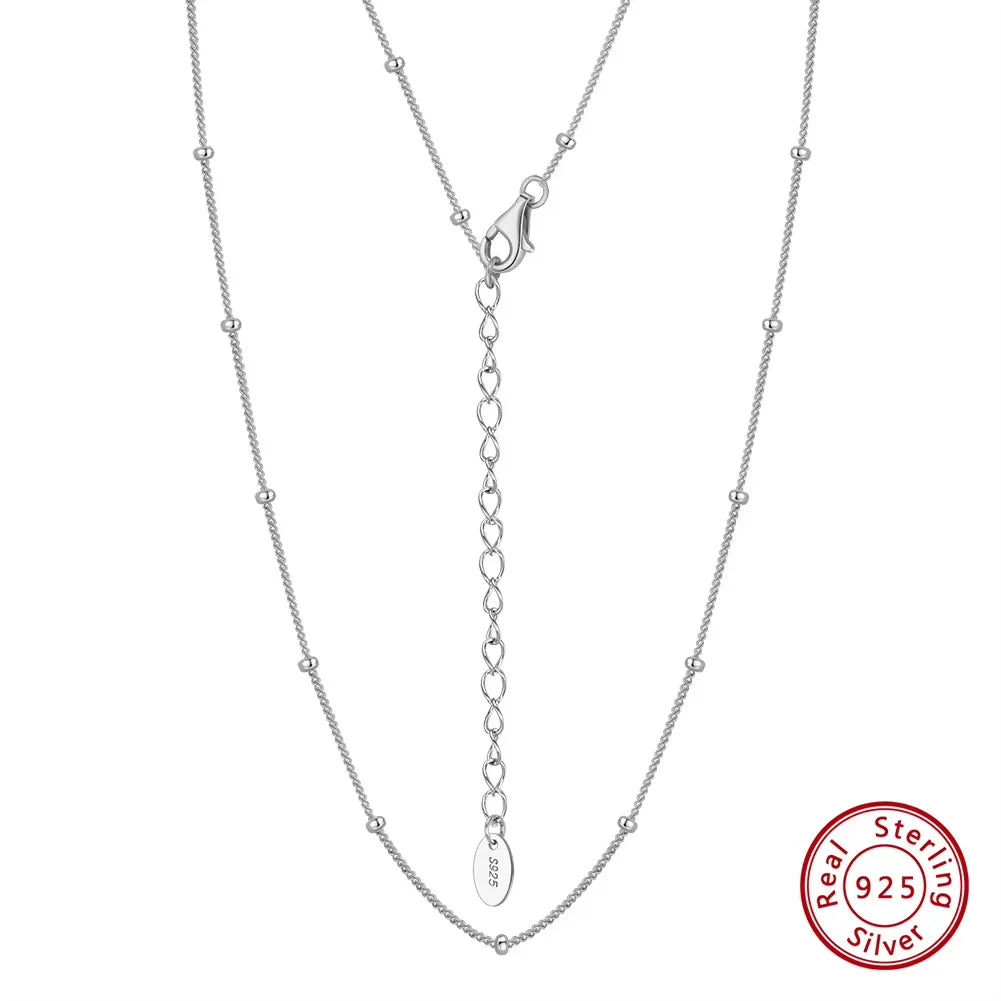 14K Gold Plated 925 Sterling Silver Bead Side Chain Necklace Dainty Trendy Women's Basic Neck Chain Jewelry SC65