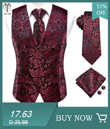 Dark Red Men's Vests Silk Paisley Jacquard Waistcoat Jacket NeckTie Hanky Cufflinks for Men Business Party Designer Gifts