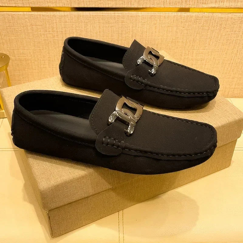 Men Elegant Dress Shoes Slip on PU Leather Loafers Lightweight Comfortable Casual Shoes for Men Summer Fashion Flat Shoes