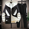 Winter Tracksuit Men Warm Sports Printed Thick Suit Mens Casual Hooded jacket+Pants Sweatsuit Male 2 Piece Sportswear