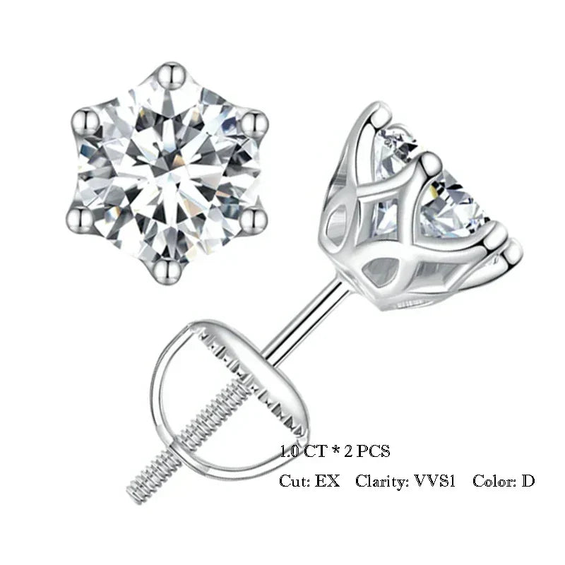 Moissanite Wedding Stud Earrings, White Gold Plated Brilliant Round Cut Lab Created Diamond 925 Silver Earrings for Women