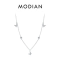 Flying Butterfly CZ Necklace 925 Sterling Silver Simple Link Chain Charms White Gold Plated Necklaces For Women Jewelry