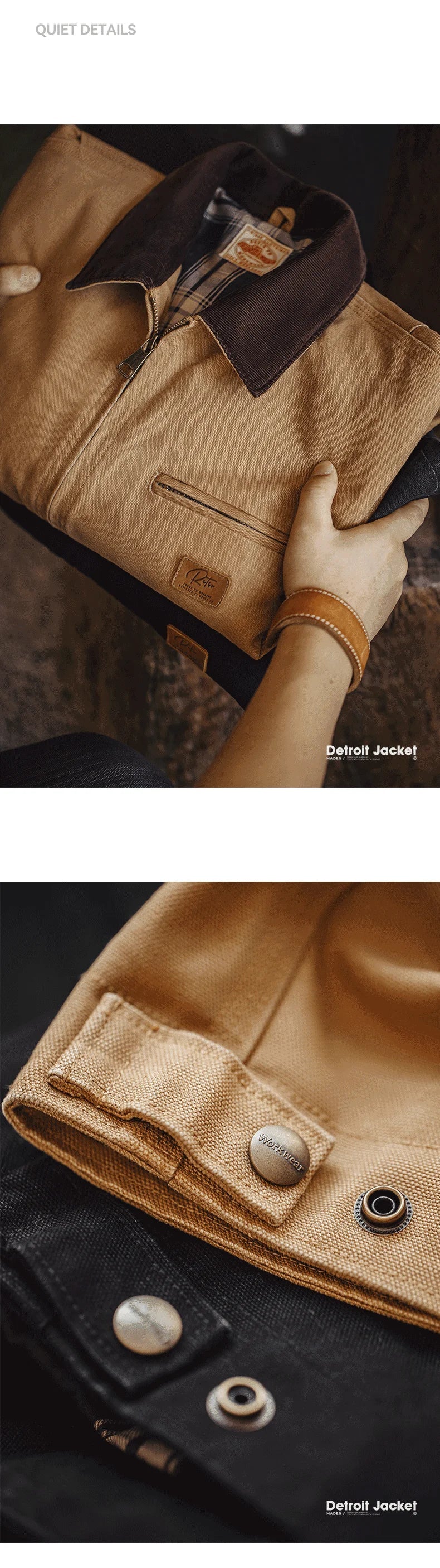 Retro Interstellar Same Style J001 Jacket Canvas Detroit Hunting Jacket Heavyweight Pocket Work Jacket Lapel Collar Coat