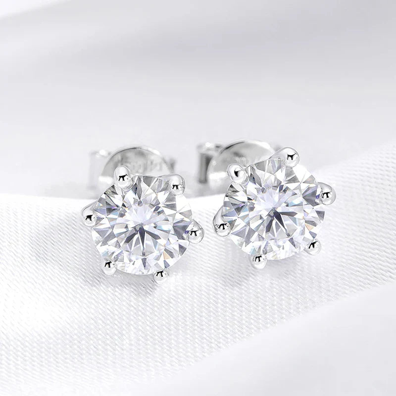0.5-2CT D VVS1 Real Moissanite Stud Earrings for Women Lab Diamond Ear Studs 100% S925 Sterling Silver Plated 18K Gold